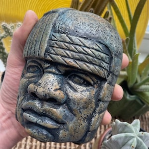 Olmec Head Sculpture: San Lorenzo Monument #4 Replica, Mexican Art