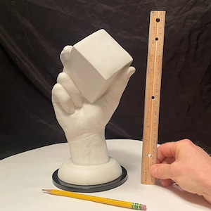 Learn to draw, Plaster cast for drawing,  Hand with cube, Vintage drawing cast, Hand sculpture, Teaching art, Education, Sculpture, Art