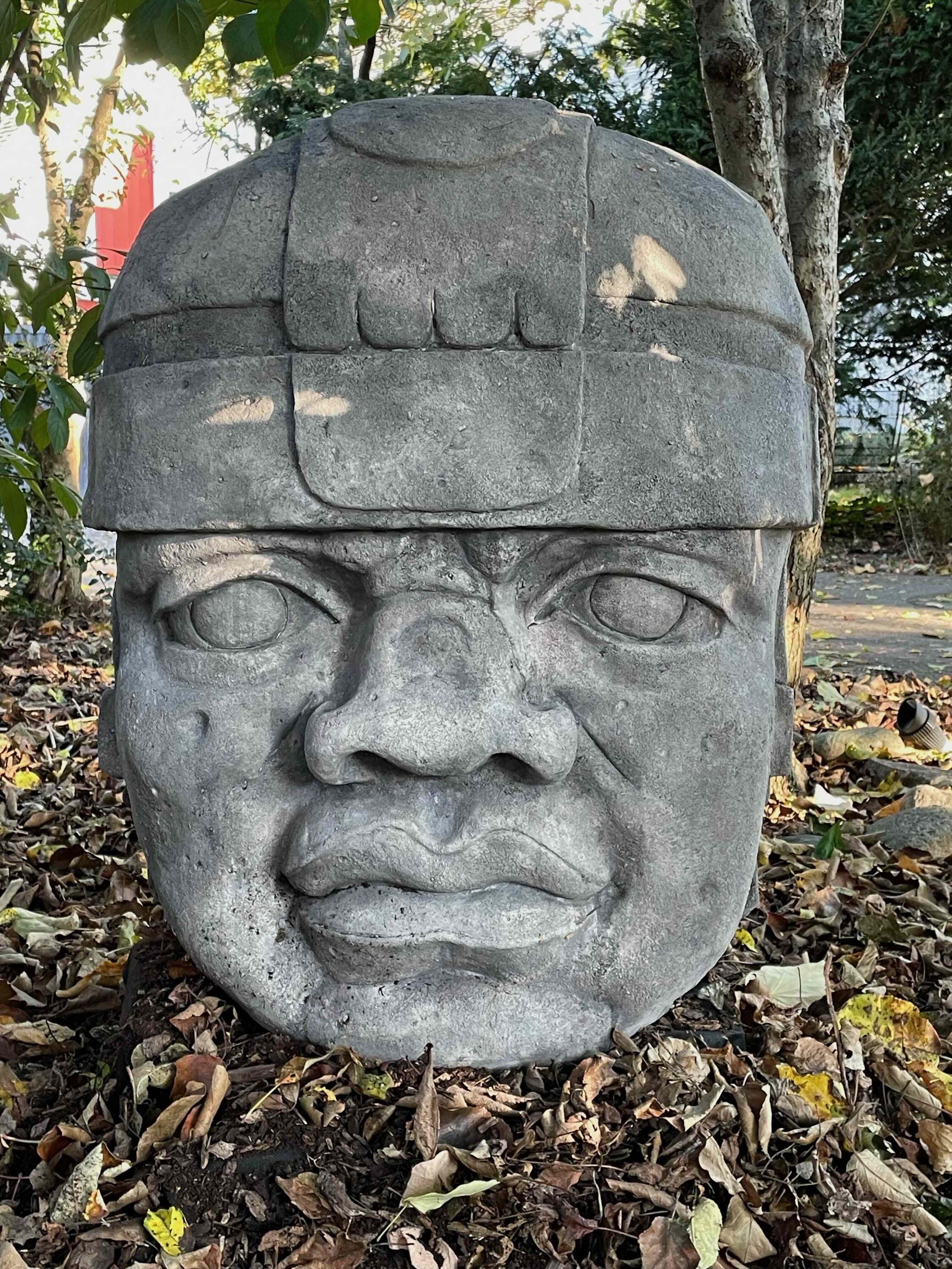 Olmec Head Sculpture: GFRC Stone Replica, Mexican Art