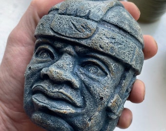 Olmec Head Sculpture - Mexico - Mexican art - Olmec - Small sculpture - Educational reference - Art - Home decoration - Unique gift -