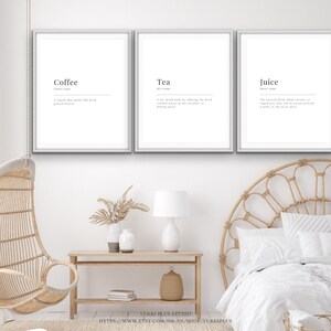Coffee, Tea & Wine Juice Definition, Kitchen print set of 3 / 4. Printable for Kitchen Decor, Kitchen Wall Art,Inspirational Quotes