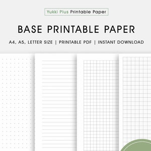 May include: A printable paper bundle with 840 pages. The bundle includes three different paper styles: dotted, lined, and grid. The paper is available in A4, A5, and letter sizes.