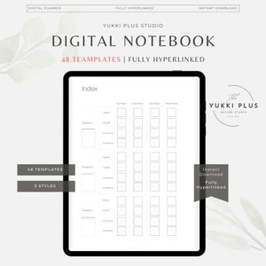 以下が含まれることがあります： 48個のテンプレートと3つのスタイルを持つデジタルノートのインデックスページ。インデックスページは、テンプレートA、テンプレートB、テンプレートCの3つのセクションに分かれています。各セクションには、ドット紙、罫線紙、方眼紙、白紙など、さまざまな種類の紙のリストがあります。インデックスページは、ユーザーがニーズに合った完璧なテンプレートを簡単に探せるように設計されています。