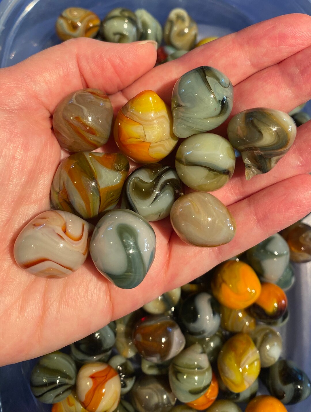 Rare football Marbles Set of 5 Irregular Shaped Jabo Marbles 15mm28mm