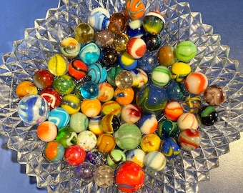 25 Vintage and Mega Marbles Instant Marble Collection! 25 DIFFERENT Marbles 14mm-16mm, One 7/8” or 1” Shooter, Bag, New Mint Premium, Crafts