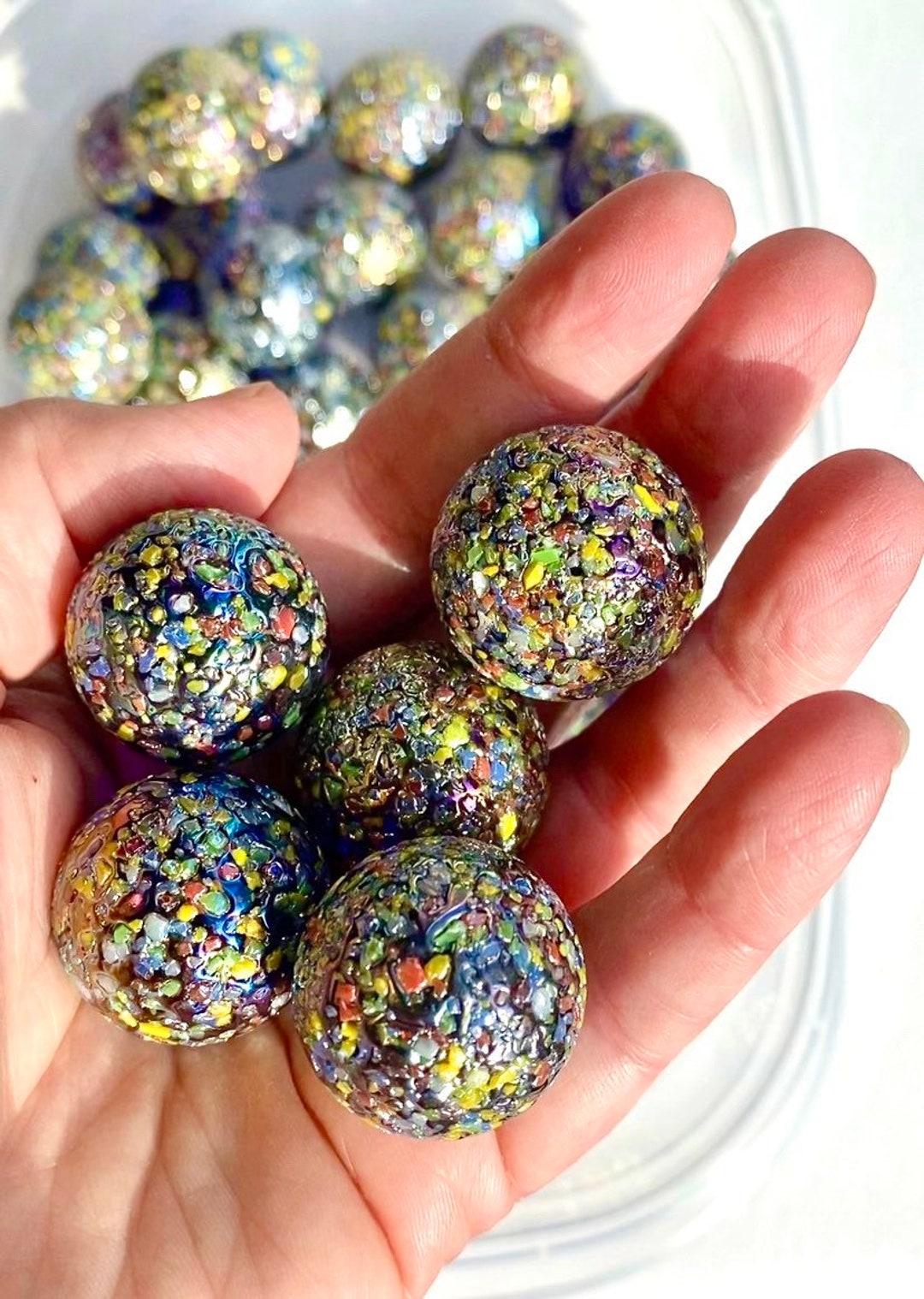 1 or Set of 5 glitterbomb Mega Marble Glass Large Marbles, 1 25mm