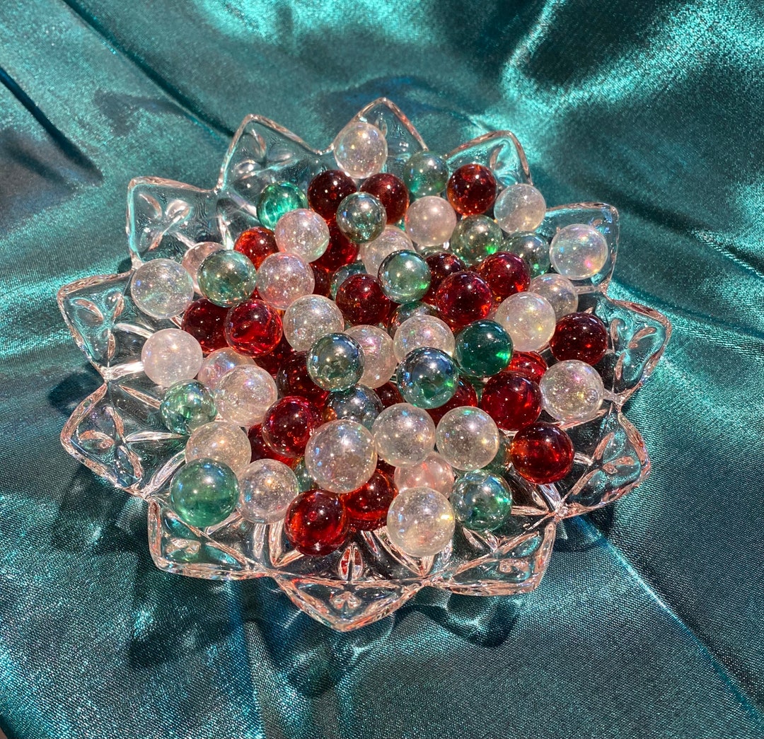 Christmas Marble Mix Red, Luster Green & Luster Clear Marbles, 25 or 50