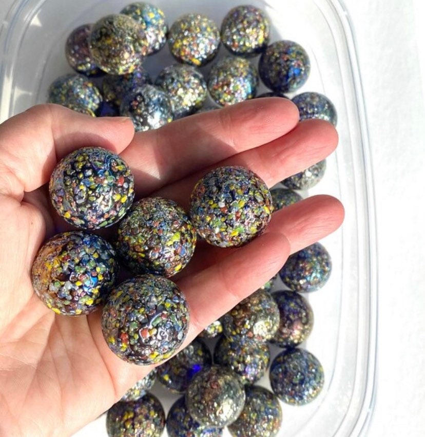 1 or Set of 5 glitterbomb Mega Marble Glass Marbles 1 Etsy