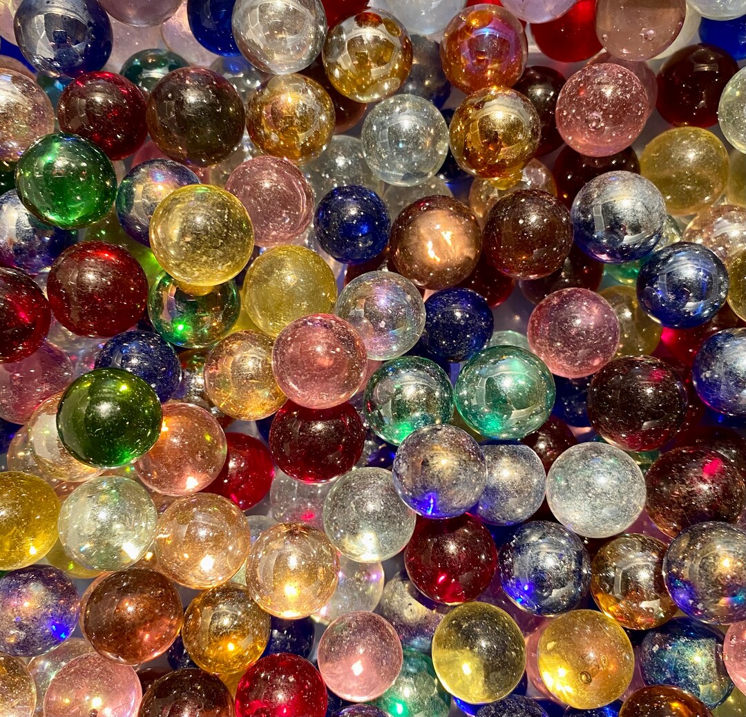 Multicolored Clear Marbles, 10, 15, or 25 Champion Clearie Purie 9/16 14mm Marbles, Crafts, Art