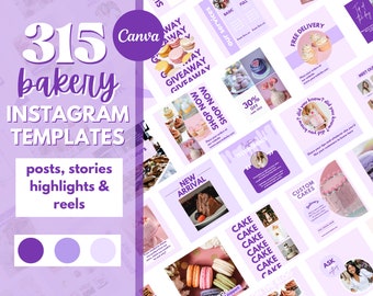 Bakery Canva Templates, Bakery Instagram Posts, Canva Editable Template Home Bakery, Pastry Shop Bakery Business Marketing