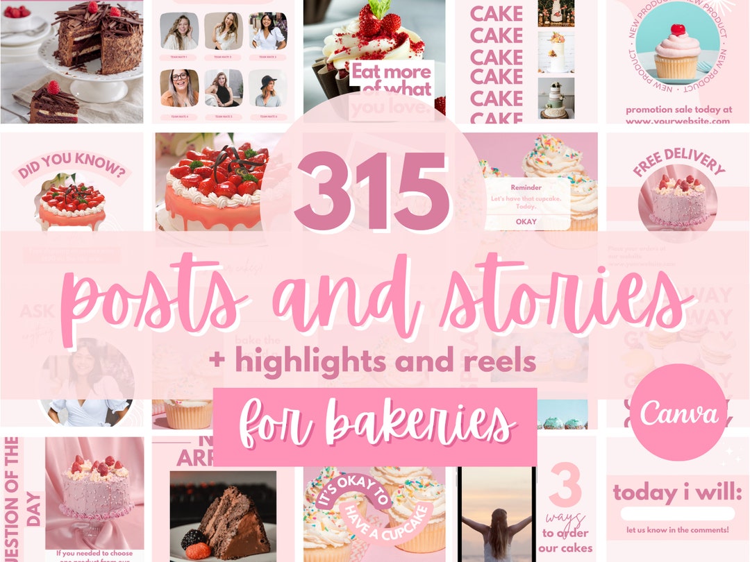 Bakery Instagram Post Templates, Editable Bakery Social Media Branding ...