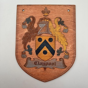 Claypool Family Crest Painted - Coat of Arms - Heraldry Shield