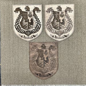 Stained Erickson Family Crest Lot of 3 - Coat of Arms - Heraldic Shield