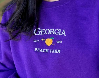 Georgia Peaches Embroidered Unisex Sweatshirt, Vintage Inspired Crewneck