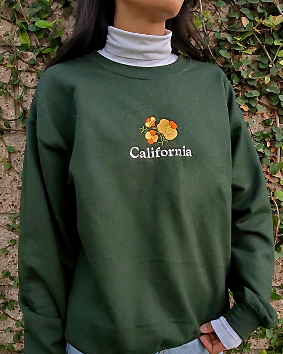 California Poppy Embroidered Unisex Crewneck Sweatshirt - Etsy