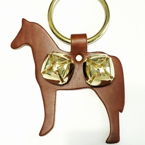 Horse Leather Door Hanger with Brass Plated Bell, Bell Door Hanger, Door Decor, Pet Decor, Farm Decor, Sleigh Bells for Door
