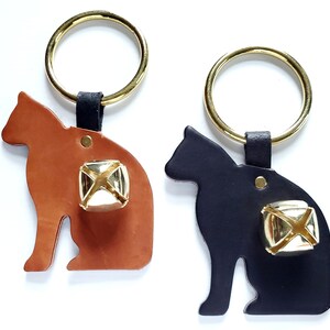 Cat Leather Door Hanger with Brass Plated Bell, Bell Door Hanger, Door Decor, Pet Decor, Sleigh Bell