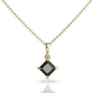 1.70CT Pendentif Diamant Noir | Collier de superposition | Collier Diamant Noir Taille Princesse | cadeau d’anniversaire | | cadeau de mariage Or jaune massif