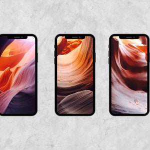 抽象的な砂漠の背景/ロック画面画像 | IPhone インスタントデジタルダウンロード | アンテロープキャニオン | レッドロック | 3 つの PNG ファイル パッケージ