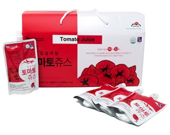 TTadm Natural Tomato Juice, Product of Korea, 100ml per Pk, 30 Packs