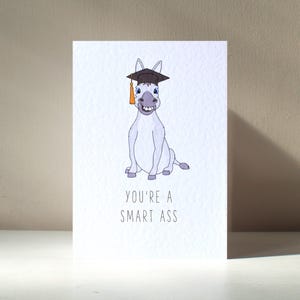 Smart Ass - âne personnalisé, animal drôle, jeu de mots, félicitations, bonne chance, école doctorale, intelligent, joyeux anniversaire, amour, carte de voeux