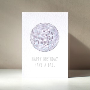 Avoir un ballon - Carte de voeux personnalisée A6 Glitterball Strictement Disco Party Jeu de mots drôle joyeux anniversaire amour
