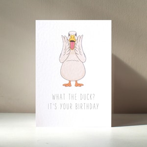 Was zum Teufel? - A6 Personalisierte Ente Quack Küken Tier Bauernhof Rude Silly WTF Lustiges Wortspiel alles Gute zum Geburtstag Liebe Grußkarte