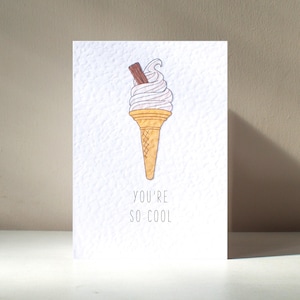 You 're So Cool - A6 Personalisierte Fabelhafte Eistüte Schokoladenflocke 99 Lolly Süßes Dessert Lustig Wortspiel Alles Gute zum Geburtstag Liebe Grußkarte
