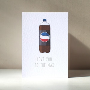 Max - A6 Refrigerante de cola diet personalizado, refrigerante com gás, bolhas, refrigerante engraçado, trocadilho para beber, feliz aniversário, cartão de amor