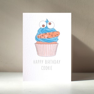 Biscuit - A6 personnalisé savoureux biscuits gâteau Monster Cupcake collation sucre sucré drôle grossier jeu de mots joyeux anniversaire amour carte de voeux