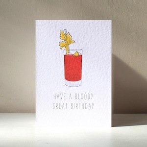 Bloody Mary - A6 personnalisé mélangeur d'alcool avec alcool cocktail épicé Caesars Canada jeu de mots drôle à boire carte de voeux joyeux anniversaire amour