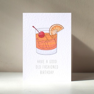 Altmodisch - A6 Personalisierte Alkohol Spirit Mixer Cocktail alte lustige Trink Wortspiel alles Gute zum Geburtstag Liebe Grußkarte