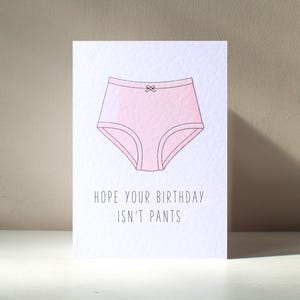 Pantalon - Grande culotte rose personnalisée A6, Bridget Jones, jeu de mots amusant, joyeux anniversaire, amour, carte de voeux