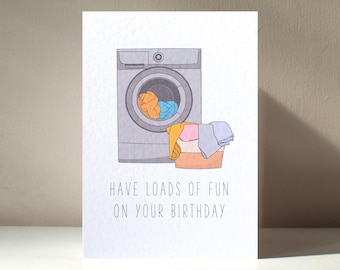 Beaucoup de plaisir - carte de voeux personnalisée A6 drôle de lessive machine à laver jeu de mots drôle anniversaire Saint-Valentin amour anniversaire