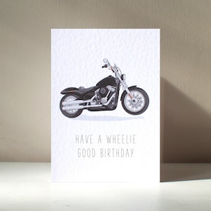 Wheelie Good - A6 Personalisierte Motorrad Motorrad Klassisch Retro Altes Fahrrad Dumme lustige alles Gute zum Geburtstag Liebe Grußkarte