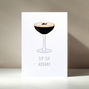 Espresso Martini - A6 personnalisé alcool mélangeur cocktail café caféine café drôle boire jeu de mots joyeux anniversaire amour carte de voeux
