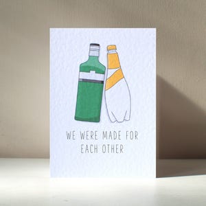 Füreinander gemacht - A6 Personalisierte Gin & Tonic Partner Paar Perfekte lustige Alkohol trinken Wortspiel Geburtstag Jahrestag Liebe Grußkarte