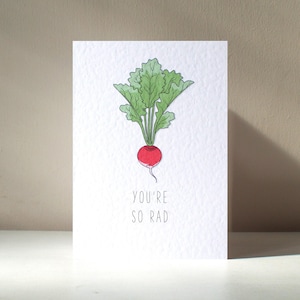 You're So Rad - A6 Personalisierte Radieschen Gemüse Lustige Lecker Wortspiel Jahrestag Valentinstag Liebe Danke Geburtstag Grußkarte