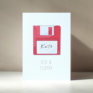 Floppy - A6 Personalisierte alte Retro Floppy Disk Speichern Symbol Daten IT Computer Nerd Frech Rude Lustig Wortspiel Jahrestag Liebe Geburtstag Grußkarte