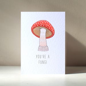 Eres un hongo - Tarjeta de felicitación personalizada A6 con diseño de hongo, divertido, con verduras sabrosas, frutas, aniversario, San Valentín, amor y cumpleaños.
