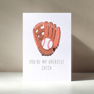 Sei la mia migliore presa - Biglietto d'auguri personalizzato in formato A6 con palla da baseball, sport, anniversario, San Valentino, amore, compleanno