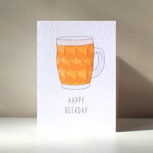 Beerday - Carte de voeux personnalisée A6 Beer Ale Lager Pilsner Cheers Funny Alcool à boire calembour joyeux anniversaire amour