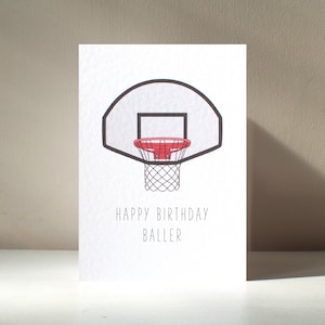 Baller - Balle de basket-ball personnalisé A6 Slam Dunk NBA Swish Sport Game Jeu de mots drôle Joyeux anniversaire Amour Carte de voeux