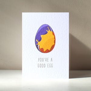 Good Egg - Biglietto d'auguri di compleanno con uovo di cioccolato dolce personalizzato in formato A6, con gioco di parole gustoso, Pasqua, anniversario, San Valentino