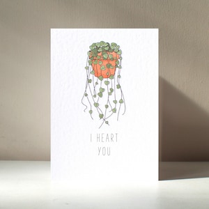 Coeurs - chaîne personnalisée de coeurs A6 belle jolie plante d'intérieur plante parent bébé idiot drôle jeu de mots joyeux anniversaire amour carte de voeux