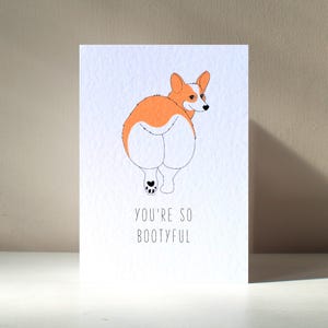 Carte de voeux personnalisée You're so Bootyful - A6 Beautiful Corgi Bum Butt Funny Rude Pun Anniversary Saint-Valentin amour anniversaire carte de voeux