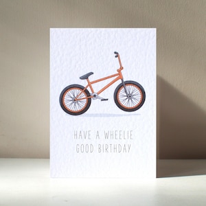 Wheelie Good - A6 Personalised Cycling BMX Bike Bicycle Silly Funny Pun Happy Birthday Love Greeting Card