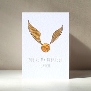 You're My Greatest Catch - A6 gepersonaliseerde gouden magische tovenaar woordspeling verjaardag Valentijnsdag liefde verjaardag wenskaarten