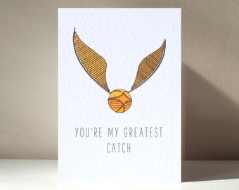 Tu es ma meilleure prise - Carte de voeux personnalisée A6 Gold Magic Wizard Pun anniversaire Saint-Valentin amour anniversaire
