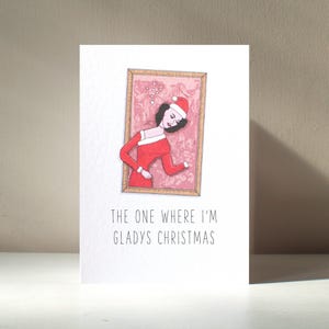 Tarjeta de felicitación navideña de Gladys: A6, personalizada, con diseño de artista, creativa, salvaje, pintura, manualidades, amigos, comedia de situación, divertida, feliz cumpleaños, amor y Navidad.